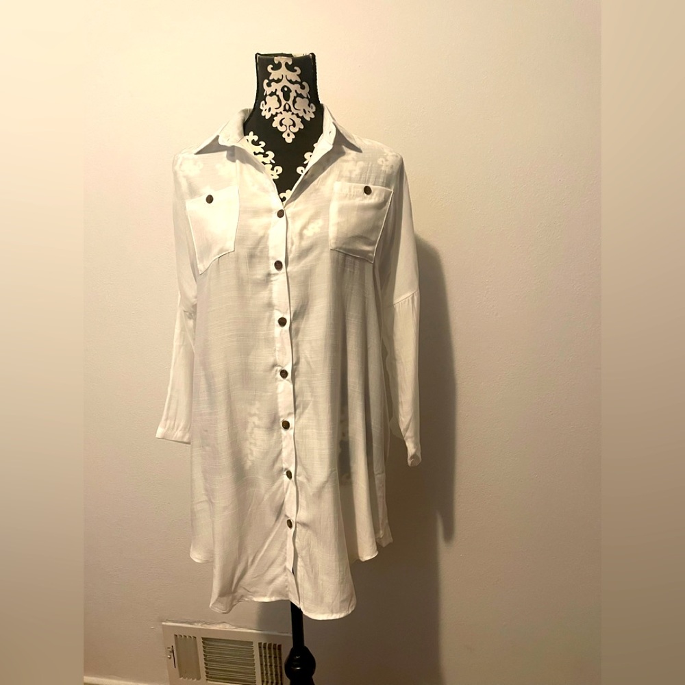 Pogtmm White Shirt Dress/Top